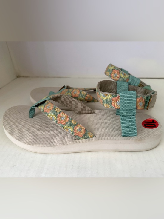 Teva Shoes - Teva Women's Sandals Teal Floral Straps on Cream Footbed size 10
